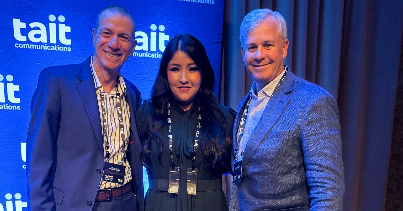 _Yoram CEO Maria Rowe CMO and Awards Host and Kevin Sumrell President of Tait Americas