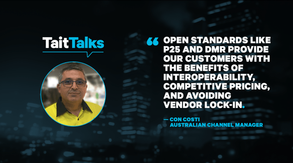 Con Costi quote about the benefits of open standards like P25 and DMR. 