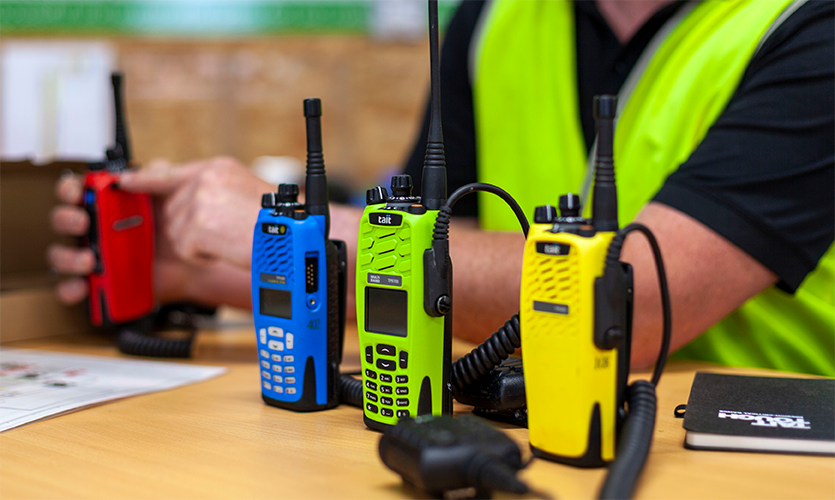Line up of Tait portable radios, demonstrating the range of compatible options with the new Tait OpenTrunk DMR Tier 3 solution