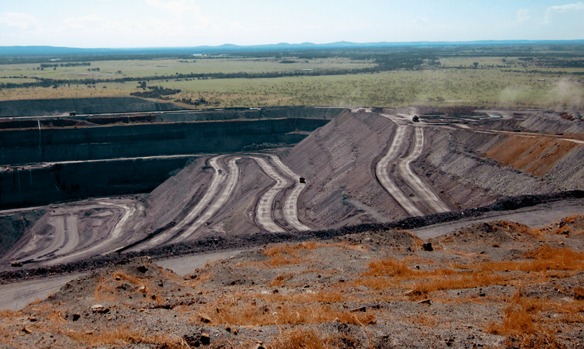 Wide view of an open pit mine, a layout can change day-to-day