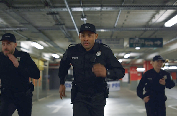 3 Police Officers Pursuing a Suspect